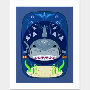 Tribal Great White Shark Card Posters and Art